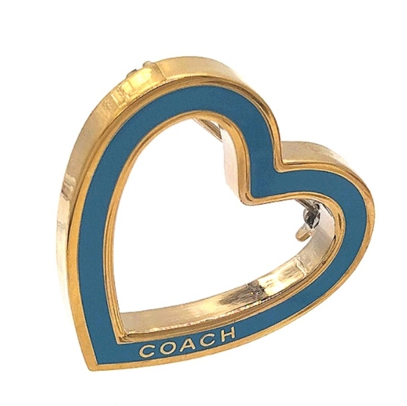 Coach Accessories - COACH Vintage Heart Pin Brooch in Sky Blue and Gold Tone Purse Backpack Charm